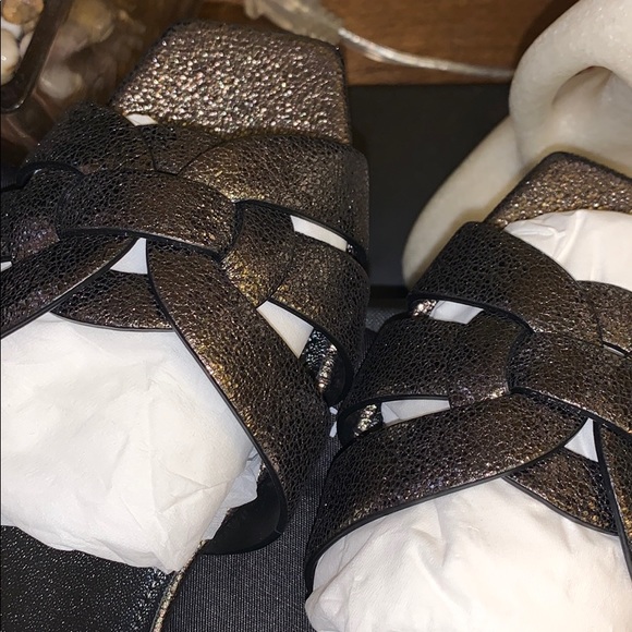 BNWB YSL Tribute Metallic Black Sandals - Picture 3 of 9